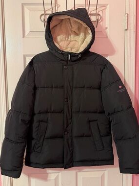 NWT London Fog Black Hooded Puffer Jacket Size S/CH